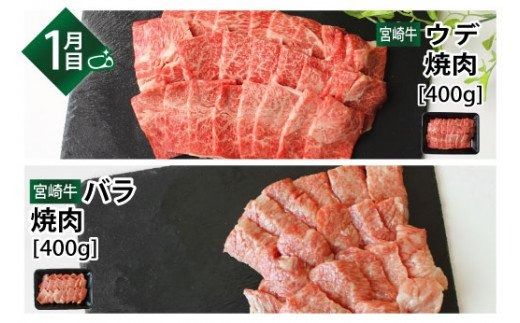 【定期便】 宮崎牛 焼肉食べ比べ 3ヶ月コース [G7430]