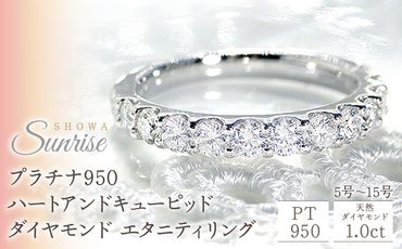 【1.0ct】プラチナ950　ハートアンドキューピッド　ダイヤモンド　エタニティリング（5号～15号） SWAV008