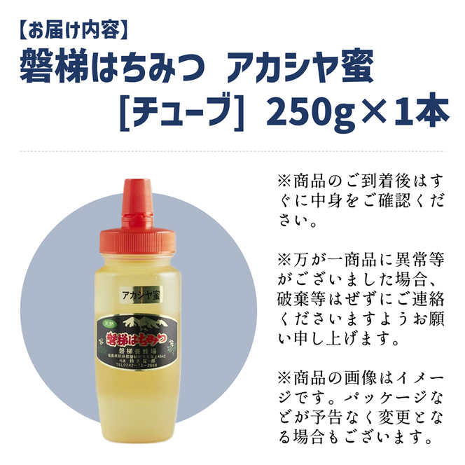 国産純粋はちみつ 天然 農林水産大臣賞 磐梯はちみつ 250g［チューブ］ アカシヤ