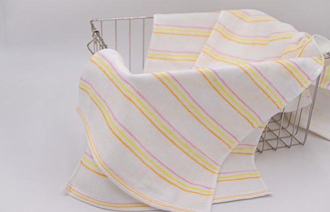 099H2380 ボーダーカラー ガーゼパイルタオル 4枚【泉州タオル 国産 吸水 普段使い シンプル 日用品 家族 ファミリー】