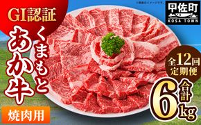 【毎月お届け】熊本県産　和牛　くまもとあか牛(GI)　焼肉用　500g【定期便12ヶ月コース】