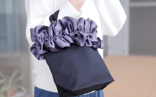 【ハンドメイド作家作品】fluffy bag ( チャコールグレー ) & ヘアゴム 1個 セット《築上町》【＊serendipity＊】 [ABAS004]