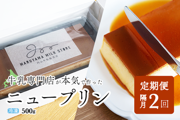 【隔月定期便】濃厚プリン　New Pudding（ニュープディング）（500g×1本）×2回【be152-0931-200-2】(プリン 乳製品 スイーツ 北海道 別海町 定期便 2ヶ月 2ヵ月 2か月 2回)