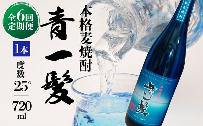 【6回定期便】本格 麦焼酎 青一髪 25° 720ml×1本 化粧箱入 / 贈答用 酒 焼酎 南島原市 / 久保酒造場 [SAY009]