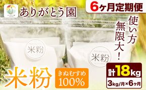 【6ヶ月定期便】米粉 きぬむすめ 3kg ありがとう園《お申込み月の翌月から出荷開始》岡山県 矢掛町 米 コメ 一等米 きぬむすめ 100％ 料理用 定期便---osy_aekktei_23_42000_mo6num_3---