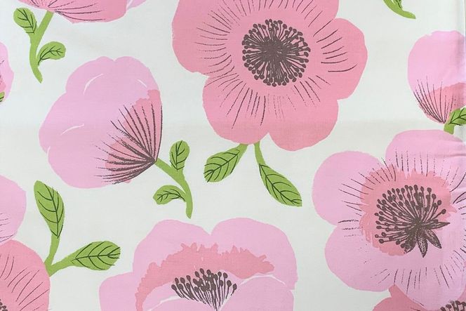 天然繊維手作り　木綿わた入り掛ふとん（ポピー柄「ピンク」）　HT00094