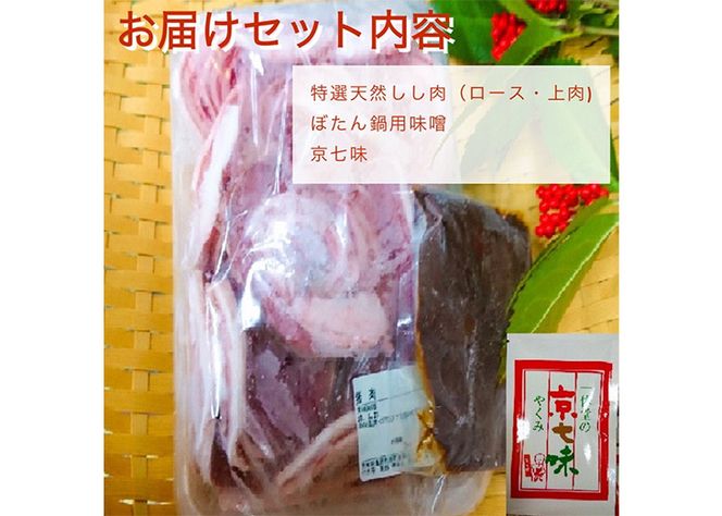 【先行予約 数量限定】丹波亀岡 天然しし肉セット 特選 500g （京丹味噌・京七味付き） ｜ ぼたん鍋 猪 ジビエ 猪肉 ※2025年11月中旬～2026年4月中旬頃に順次発送予定