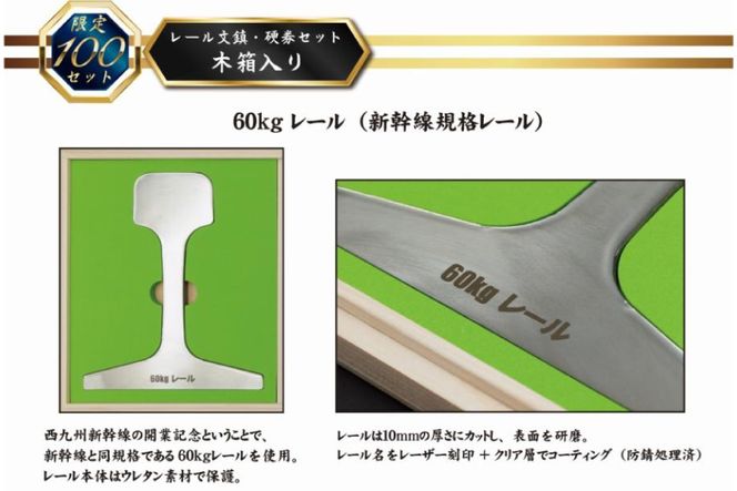 AG128【数量限定】島原鉄道 レール文鎮・硬券セット＜木箱入り＞