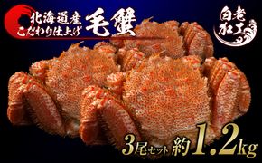 毛蟹 ボイル済み 冷凍 3尾セット 約1.2kg  BM249