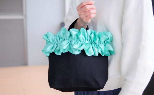 【ハンドメイド作家作品】fluffy bag ( ティファニーブルー )& ヘアゴム 1個 セット《築上町》【＊serendipity＊】 [ABAS012]