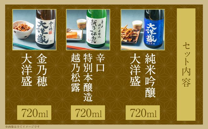 大洋盛の人気レギュラー酒飲み比べ  720ml×3本 3種飲み比べ（純米吟醸・普通酒・辛口特別本醸造）大洋盛セットI [AB4031]