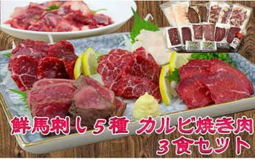 鮮馬刺し５種・カルビ焼肉３食セット【熊本と畜】