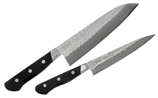 H80-12 虎徹 ヤスキハガネ青紙2号 三徳＆ペティ 包丁2本セット（安田刃物）