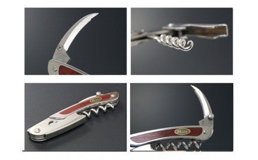 H35-08 Mate ソムリエナイフ ワインレッド合板（FT300/WR） ～メイト ワイン オープナー 栓抜き コルク抜き コークスクリュー ギザ刃 ヴィンテージワイン 関の刃物～