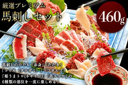 厳選プレミアム 馬刺し セット 460g 熊本 千興ファーム 馬肉 《60日以内に出荷予定(土日祝除く)》 冷凍 配送 新鮮 さばきたて 真空パック SQF ミシュラン 生食用 肉 菅乃屋 熊本県御船町 数量限定---sm_fsenprejb_60d_23_22500_460g---