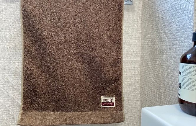 020C145 コットンＷ フェイスタオル 6枚（ブラウン）【泉州こだわりタオル】【泉州タオル 国産 吸水 普段使い 無地 シンプル 日用品 家族 ファミリー】