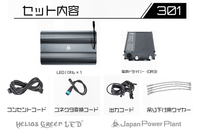 BN033-1　あらゆる植物・野菜・果樹に使用でき、曲面レンズにより照射面積が広がり消費電力を削減　植物育成ライト　　　　「ヘリオスグリーンLED　PRO  Booster（HGPB-301）」