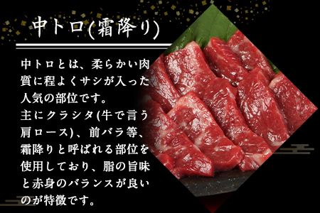 大トロ馬刺し(50g) 中トロ(霜降り)馬刺し(50g) 食べ比べコース【純国産熊本肥育】《30日以内に出荷予定(土日祝除く)》---ng_fjs08_30d_r8_10500---