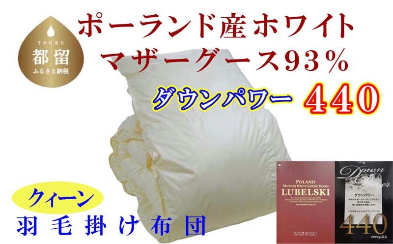 羽毛布団[ポーランド産マザーグース93%]羽毛掛け布団 クィーン 220×210cm[ダウンパワー440]