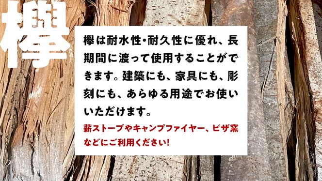 牛久市産 乾燥 薪 欅 ( けやき ) 約14kg～16kg 天然木 マキ 乾燥薪 広葉樹 キャンプ アウトドア 焚火 焚き火 薪ストーブ 暖炉 たき火 野外 屋外 バーベキュー薪 ピザ窯の薪 グリル焼 [DP009us]