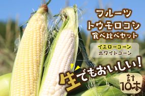 【先行予約】 生食も！高糖度！もぎたて！ フルーツトウモロコシ（ホワイトコーン＆イエローコーン計10本）食べ比べ京丹後セット（2025年6月下旬～発送）　DE00131