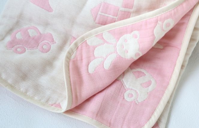 G1926 【babybear】泉州南部織 6重ガーゼハーフケット（ピンク）