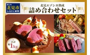 北見エゾシカ熟成 ドライエイジング 詰め合わせセット ( 計約1kg 肉類 肉 鹿肉 熟成肉 セット 詰め合わせ 1キロ )【025-0025】