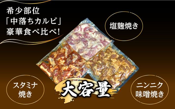 【3回 定期便】希少部位！島原半島産豚 中落ちカルビ 大容量 食べ比べセット 総計10.8kg / 豚 豚肉 カルビ / 南島原市 / はなぶさ [SCN133]