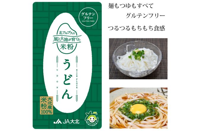 グルテンフリー 米粉うどん & つゆ 2食入り [大北農業協同組合 長野県 池田町 48110504] 米粉 麺 国産 うどん 半生麺 アレルギー対応 常温 長期保存 保存食 ポスト投函