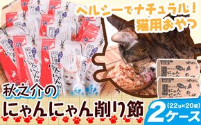 秋之介のにゃんにゃん削り節 2ケース 22g×20袋 株式会社カネソ22 《45日以内に出荷予定(土日祝除く)》猫 ネコ ねこ おやつ 削り節 ねこ用かつお節 ペットフード キャットフード 国産 鰹節 キャットハウス 岡山県 笠岡市---B-22---