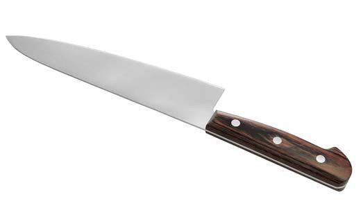 H25-106 牛刀包丁210mm 伊勢屋治平 モリブデン鋼 マホガニーパッカー柄 (E-4)