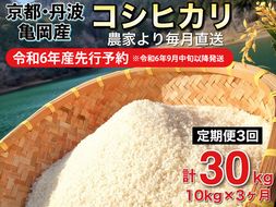 【令和6年産先行予約】米 定期便 10kg×3ヶ月 30kg コシヒカリ 佐伯の里の源流米 希少 農家直送 令和6年産 新米 白米 10キロ 3回 低農薬米 減農薬米 京都丹波産 こしひかり 家計応援 生活応援　※北海道・沖縄・離島配送不可 ※2024年10月以降発送予定