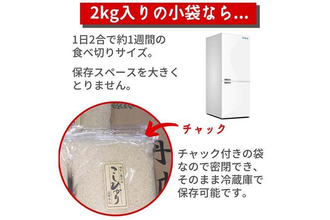 【定期便】令和7年産 新米 京都丹波米こしひかり6kg(2kg×3袋)×12回 計72kg 米 6kg 12ヶ月 白米 12回定期便 ※精米したてをお届け〇 ｜ 小分け 小袋 チャック付 米・食味鑑定士 厳選 コシヒカリ 京都丹波産 ※北海道・沖縄・離島への配送不可