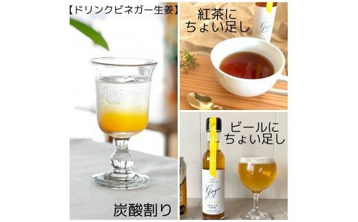 ドリンクビネガー ５本セット飲む酢(ぶどう×2本、ゆず×2本、生姜×1本)　※ギフト箱入り 182-007