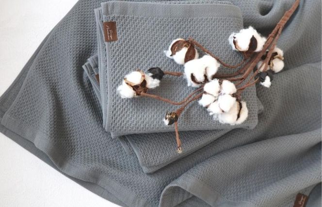 G1931 【ソフトハニカム】泉州南部織 バスタオル3枚セット（グレー）+ソフトハニカム織ハーフハンカチ1枚