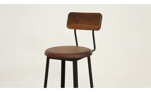 カウンターチェア(SEAT300)木材：ホワイトオーク材×フレーム：2液ウレタン塗装　艶消し黒 アンティーク風インダストリアルアイアン 	Z064