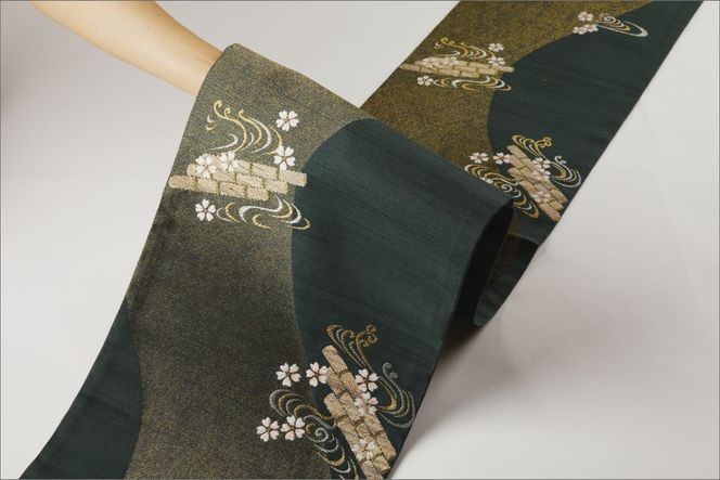 丹後の藤布　袋帯「天の川」　青緑　FY00079