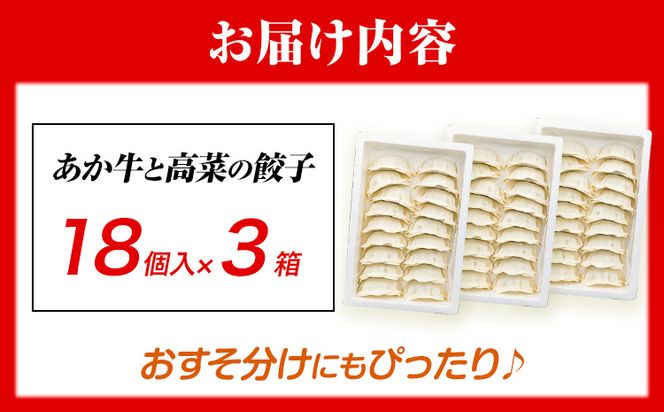 あか牛と高菜の餃子 18個入り×3箱 南阿蘇物産センター《30日以内に出荷予定（土日祝を除く）》熊本県 南阿蘇村 肉 牛 うし 牛肉 あか牛 高菜 たかな 餃子---sms_fautkngz_30d_r7_13500_46p---