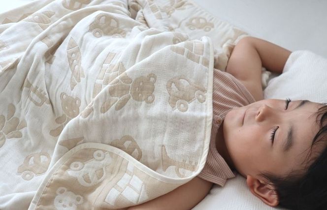 G1975 【babybear】多重ガーゼ ベビーハーフケット&タオル 7枚セット（ベージュ）