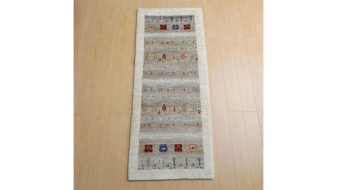 【限定1品】ギャッベ ルリバフ 200×81cm 手織り 最高級 天然 ウール100% 草木染 リビングサイズ おしゃれ かわいい モダン 北欧 ラグ 絨毯 マット (HR-11093） ラグマット カーペット ギャベ 床暖房対応 ホットカーペット対応 [BP223-NT]