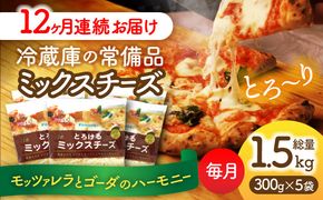 【12回定期便】 ミックスチーズセット　300g×5袋　12ヵ月お届け　合計18kg　チーズ　大容量　個包装　愛西市／株式会社ヨシダコーポレーション[AEAA005]