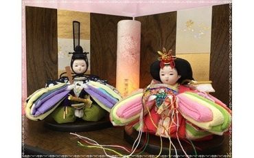 351.伝統工芸士 蘇童のひな人形『手まり雛 ころろ』紺桜　コンパクト親王飾り