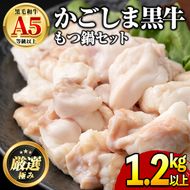 【0141701a】鹿児島県産黒毛和牛！牛もつ鍋セット(合計1.2kg・小腸約500g、スープ約700g)牛肉 肉 和牛 冷凍 国産 お肉 なべ 鍋 もつ鍋 冷凍【前田畜産たかしや】