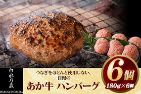 あか牛 ハンバーグ6個（180g×6個） 《60日以内に出荷予定(土日祝除く)》 白水乃蔵 あかうし 赤牛 冷凍---sms_fhakakhumb_60d_r7_17000_6p---