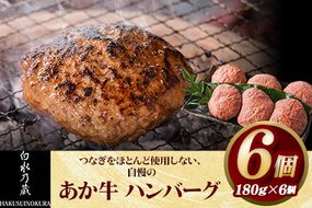 あか牛 ハンバーグ6個（180g×6個） 《60日以内に出荷予定(土日祝除く)》 白水乃蔵 あかうし 赤牛 冷凍---sms_fhakakhumb_60d_24_18000_6p---