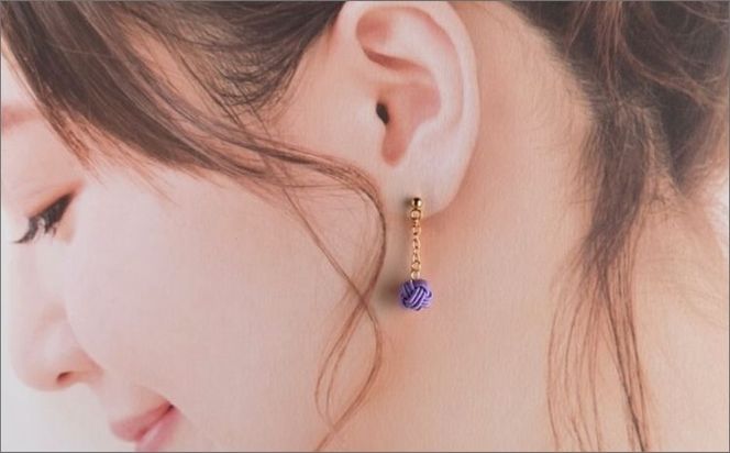 ＊桔梗色＊　『花時』アシンメトリーピアス/水引ピアス　AM00317