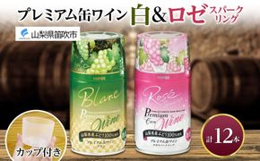 プレミアム缶ワイン 白 ロゼスパークリング 12本入 飲み比べ モンデ酒造 177-4-021