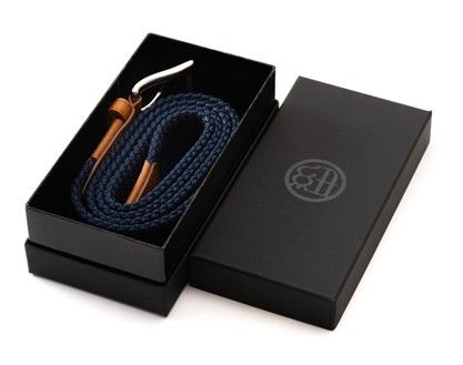 [P030] 組紐ベルト「CLVER」オイルレザー（30mm）　紺