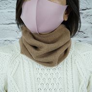 E1407国産カシミヤ糸使用国内生産カシミヤ１００％ネックウォーマ（キャメル）