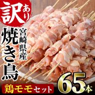 ＜訳あり・業務用＞国産鶏モモ焼き鳥セット(65本)焼鳥 やきとり 鳥もも とりもも グルメ お惣菜 おつまみ 冷凍 宮崎県 門川町【V-17】【味鶏フーズ 株式会社】